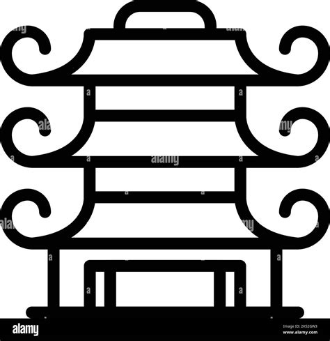 Chinese Pagoda Icon Outline Vector China Building Asian House Stock