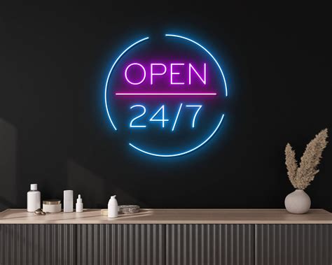 Open 24/7 Neon Signs, Welcome Signboard Decor for Pub/Store - Walmart.com