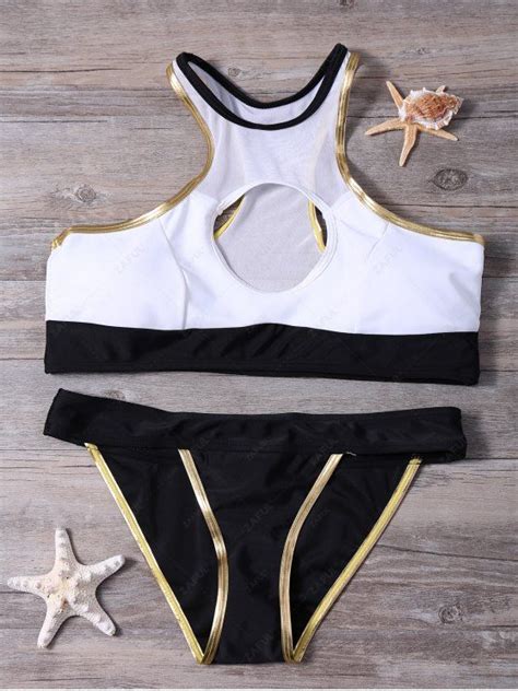 16 OFF 2021 Hilo Frente Círculo Congregado Set Bikini En Negro ZAFUL España