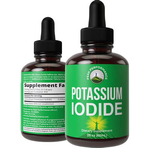 Potassium Iodide Liquid Drops - 1 Year Supply for Thyroid Protection | Vegan & Gluten Free ...