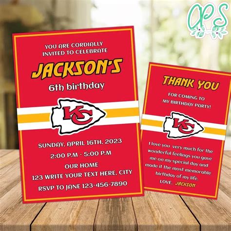 Kansas City Chiefs Party Invitations Instant Download | CustomPartyShirts