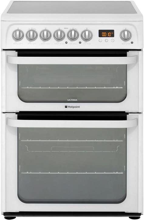 Hotpoint Ultima 60cm Double Oven Electric Cooker With Ceramic Hob White Uk Large