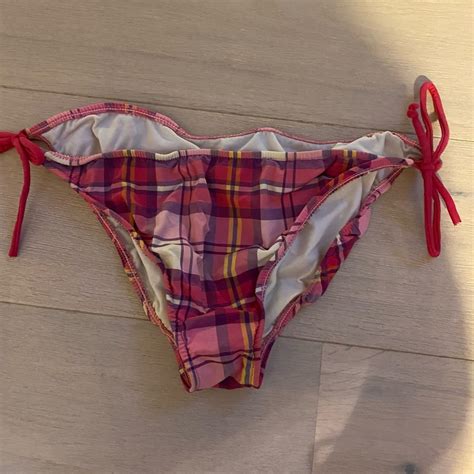 Pink Plaid String Bikini Bottoms Gem