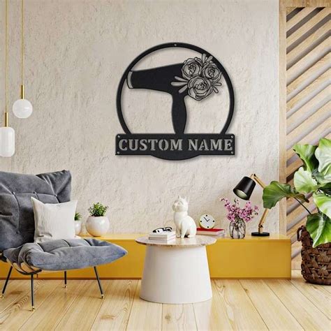 Personalized Floral Hairdresser Sign Hairstylist Studio Sign