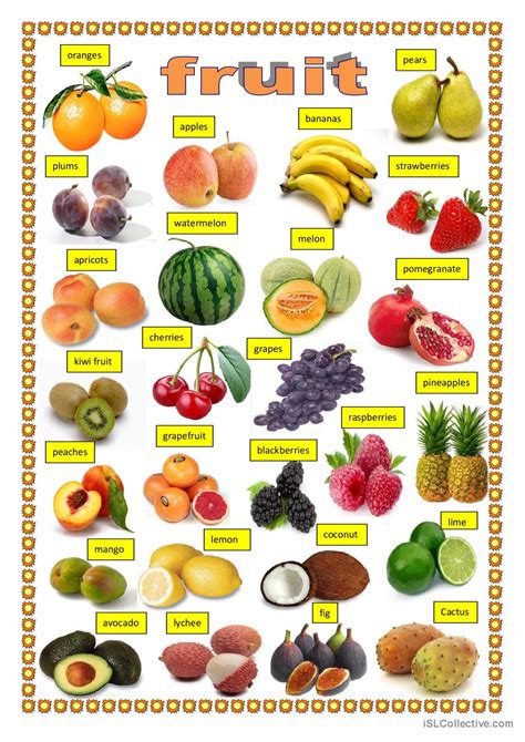 Fruit Pictionary Picture Dictionary English Esl Worksheets Pdf And Doc