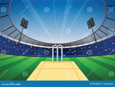 Cricket Stadium Background Stock Vector Illustration Of India 95238563