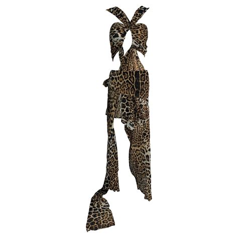 S S 2002 Yves Saint Laurent Tom Ford Runway Leopard Silk Cut Out Dress