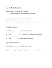 Lab Plate Tectonics Docx Lab Plate Tectonics Readings Chapter