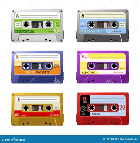 Music cassettes. Retro stock vector. Illustration of musical - 176133804