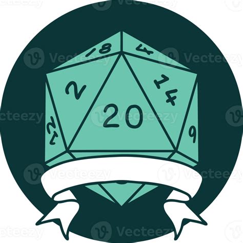 natural 20 critical hit D20 dice roll icon 45268901 PNG