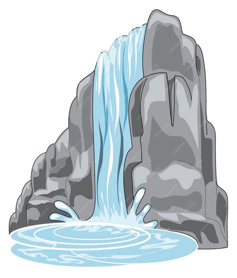 Premium Vector | Water flowing from the mountain to the stream
