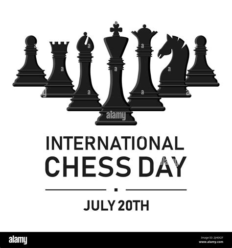 International Chess Day Black Silhouette Chess Pieces Set Isolated On