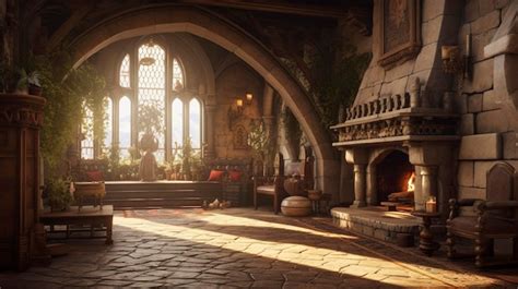 Premium AI Image | An interior shot of a castle with medieval themed ...