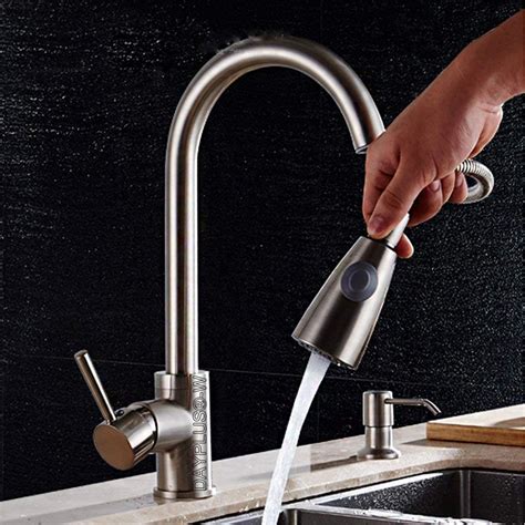 360° Modern Mono Pull Out Kitchen Mixer Tap Dual Spout Spray Single