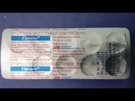 Flatuna Tablet Simethicone And Activated Charcoal Tablets Flatuna