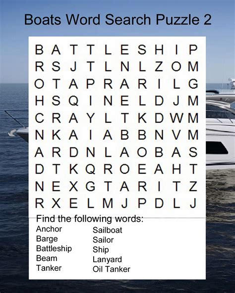 Printable Boat Word Search