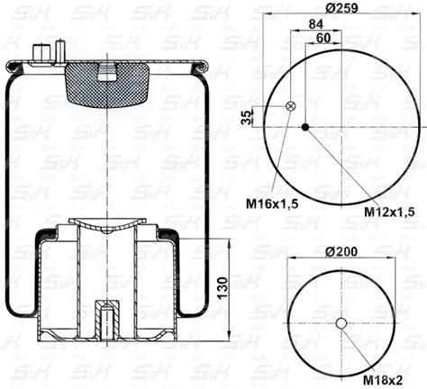 Подушка пневматическая SK4884K03 s&k - MAN TGM/TGA/TGS/TGX со стаканом ...