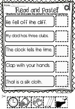 Consonant Blend Cl Read And Paste Activity By Englishsafari Tpt