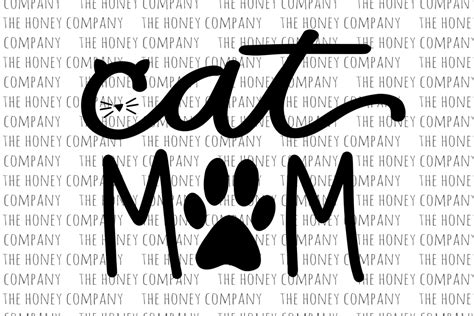 Cat Mom Svg Png Dxf Hand Lettered Fur Mom Mama Lover Paw Print Instant Download Silhouette