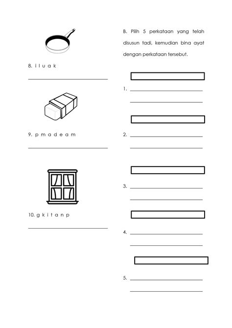 Transisi Tahun 1 Bahasa Melayu Latihan Menyusun Perkataan Dan Membina