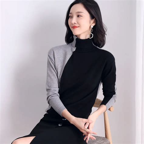 Knitted Pullovers Women Sweaters 2019 New Elegant Turtleneck Chic