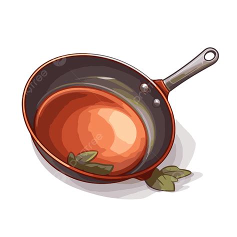 Frying Pan Vector Sticker Clipart Simple Frying Pan With Spinach