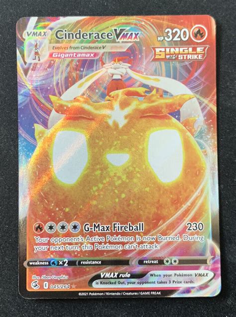 Cinderace VMAX 045 264 Fusion Strike Ultra Rare Holo Pokemon TCG Card