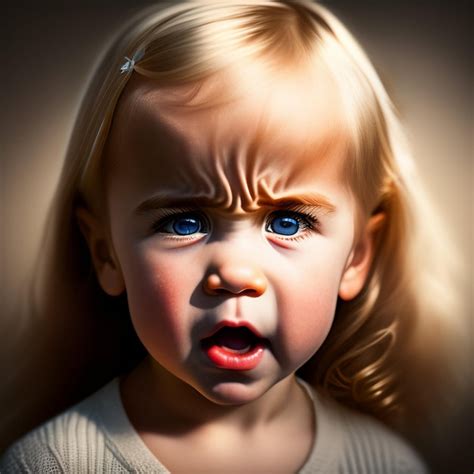 Premium AI Image 3 Year Old Blonde Girl Angry Photorealistic