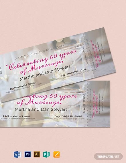 Anniversary Ticket 16 Examples Format Illustrator Word Pages