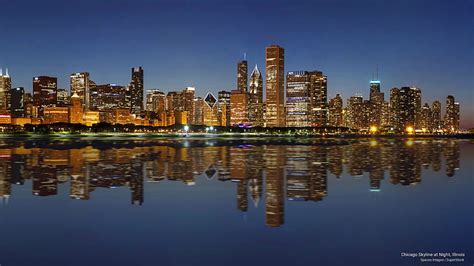 Horizonte De Chicago En La Noche Illinois Arquitectura Fondo De