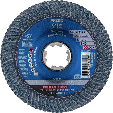 PFERD 67689063 PFR 125 L Z 40 SGP CURVE STEELOX X LOCK Flap Disc