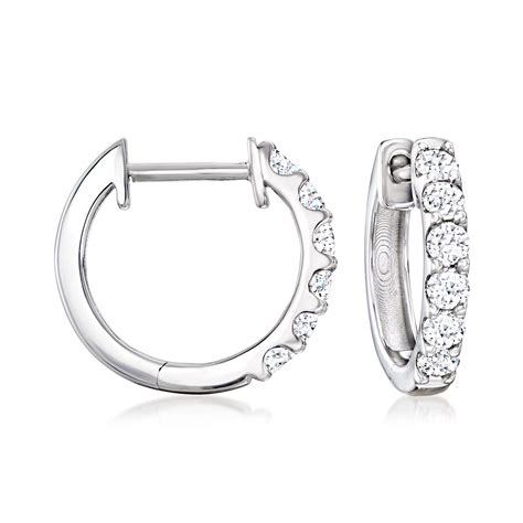 Ct T W Lab Grown Diamond Hoop Earrings In Sterling Silver