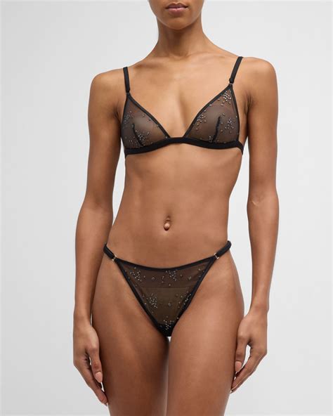 Kiki De Montparnasse Bianca Embroidered Tulle G String Neiman Marcus