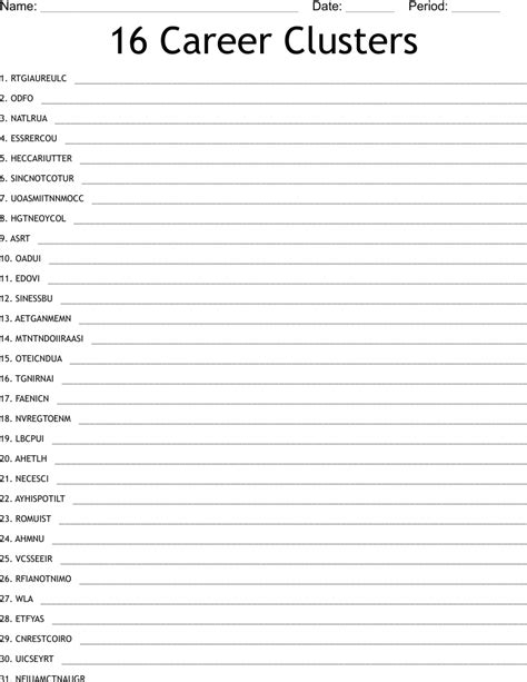 16 Career Clusters Worksheets