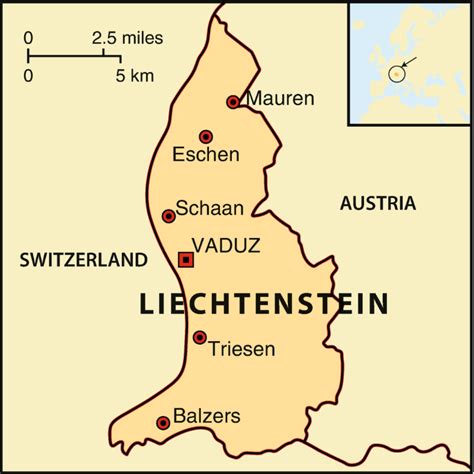 map  liechtenstein regions cities royal family   sights
