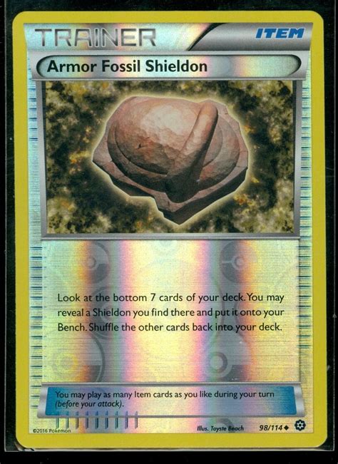 Pokemon ARMOUR FOSSIL SHIELDON 98 114 XY Steam Siege Rev Holo