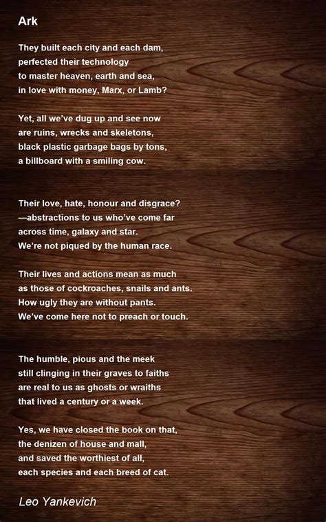 Ark Ark Poem By Leo Yankevich