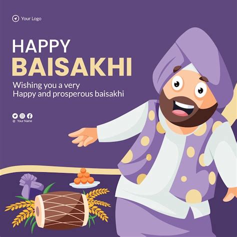 Premium Vector Indian Festival Of Happy Baisakhi Banner Design Template