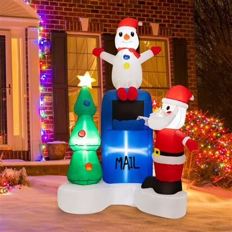 6 Feet Lighted Christmas Inflatable Mailbox Santa Claus Snowman