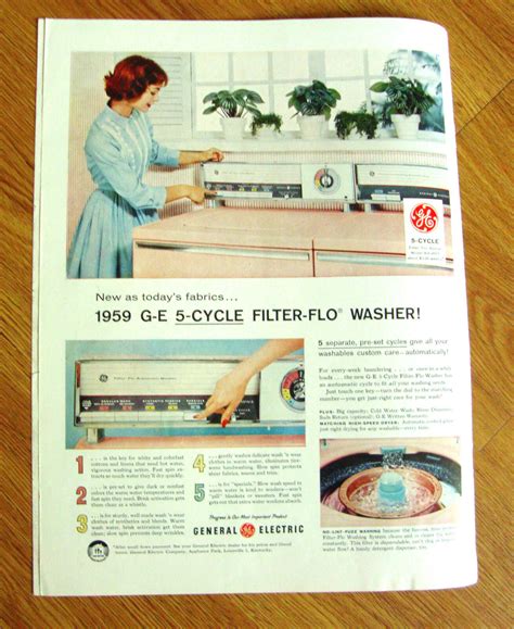 1959 Ge General Electric 5 Cycle Filter Flo Washer Ad Ebay