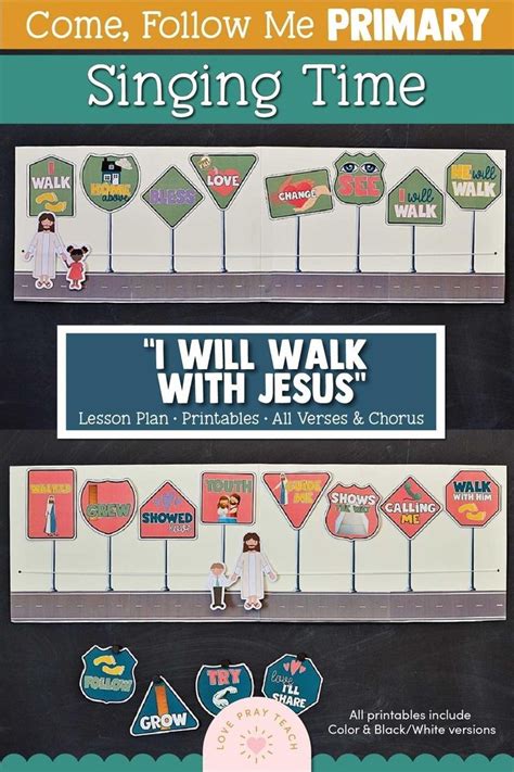 I Will Walk With Jesus Come Follow Me For Primary Singing Etsy