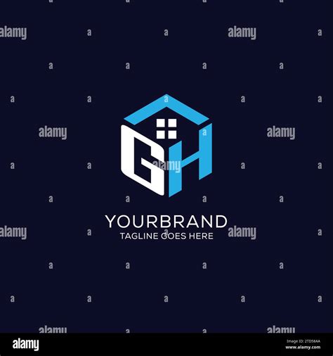 Initial Logo Gh Monogram With Abstract House Hexagon Shape Clean And