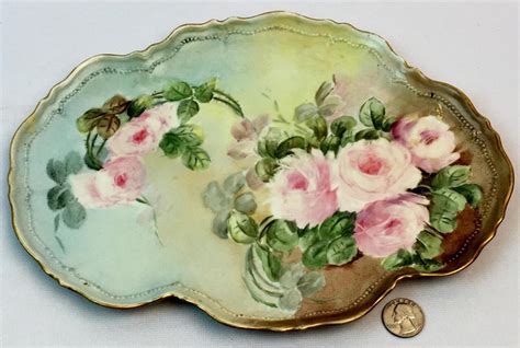 Antique C 1900 O E G Royal Austria Hand Painted Pink Ro