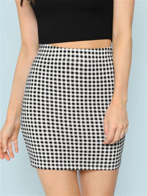 Elastic Waist Plaid Bodycon Skirt Check Out This Elastic Waist Plaid