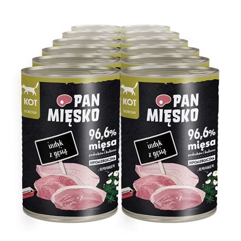 Pan Mięsko indyk z gęsią mokra karma dla kota waga 12x400 g Sklep