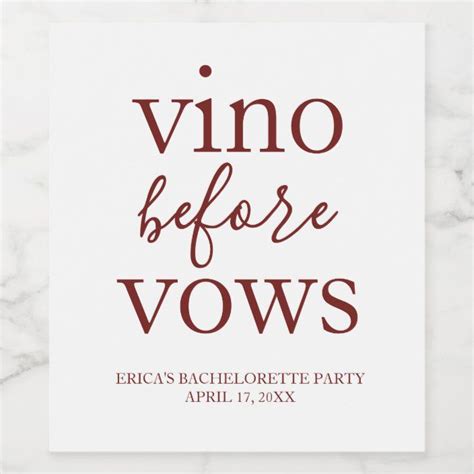 Vino Before Vows Wine Label Zazzle Wine Bachelorette Party