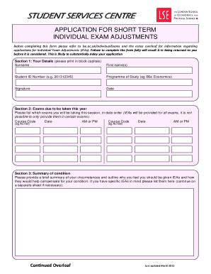 Fillable Online Lse Ac STUDENT SERVICES CENTRE LSE Fax Email Print