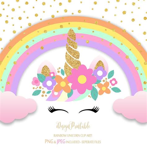 Gold Glitter Unicorn Clip Art Rainbow Clip Art Unicorn Party Etsy Unicorn Party Unicorn