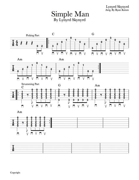 Easy Guitar Songs: "simple Man"lynyrd Skynyrd | Musika Blog - Free Printable Guitar Tabs For ...