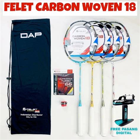 Jual Raket Badminton Felet Carbon Woven 18 36LBS Original Shopee